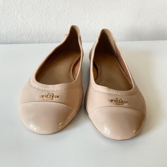 Coach Chelsea Matte Leather Patent Toe Ballet Flats Size EU 39/US 8.5 EXCELLENT - Picture 6 of 14